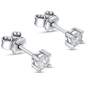0.6ctw VVS1 Moissanite 4 Prong Stud Push Back 18k White Gold over Silver Earring